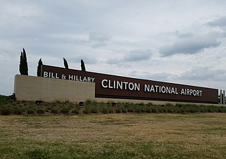 FILE — A sign for the Bill and Hillary Clinton National Airport in Little Rock is shown in this undated file photo.